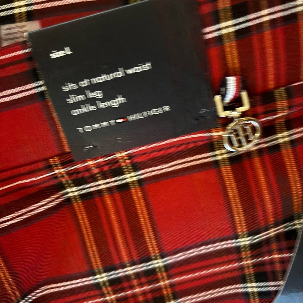 Tommy Hilfiger Red Plaid Pants Sz L NWT - Picture 5 of 7